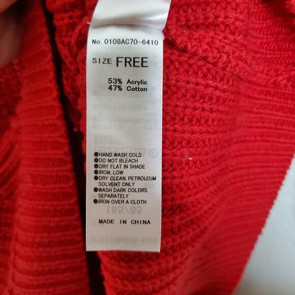 Moussy Red Elbow Sleeve Cable Knit Crew Neck Pullover Sweater Free Size Classic - Picture 12 of 12